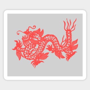 Traditional Papercut Dragon Red Magnet